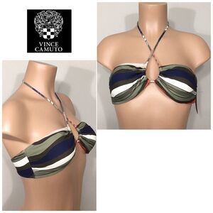 Vince Camuto stripe cross tie bikini top. NWT